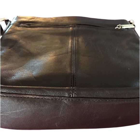 Pelle Studio Wilsons Leather Small Crossbody Bag Dark Brown Black, Front Pockets - Picture 10 of 10